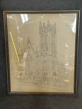 Richard Welling Signed Gothic Church Architectural Lithograph Print Framed /100